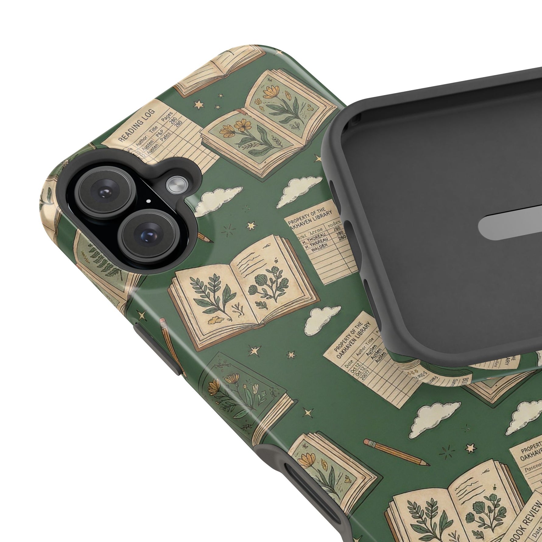 Botanical Journal Pattern iPhone Case | MagSafe Compatible Impact-Resistant Protective Cover