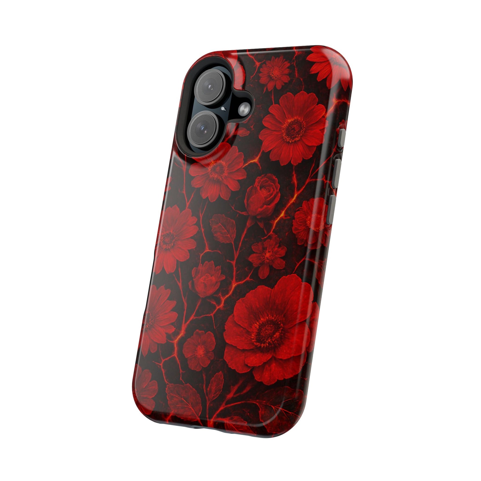 Melted Lava Dark Red Floral iPhone Case — MagSafe Compatible  Shamo's
