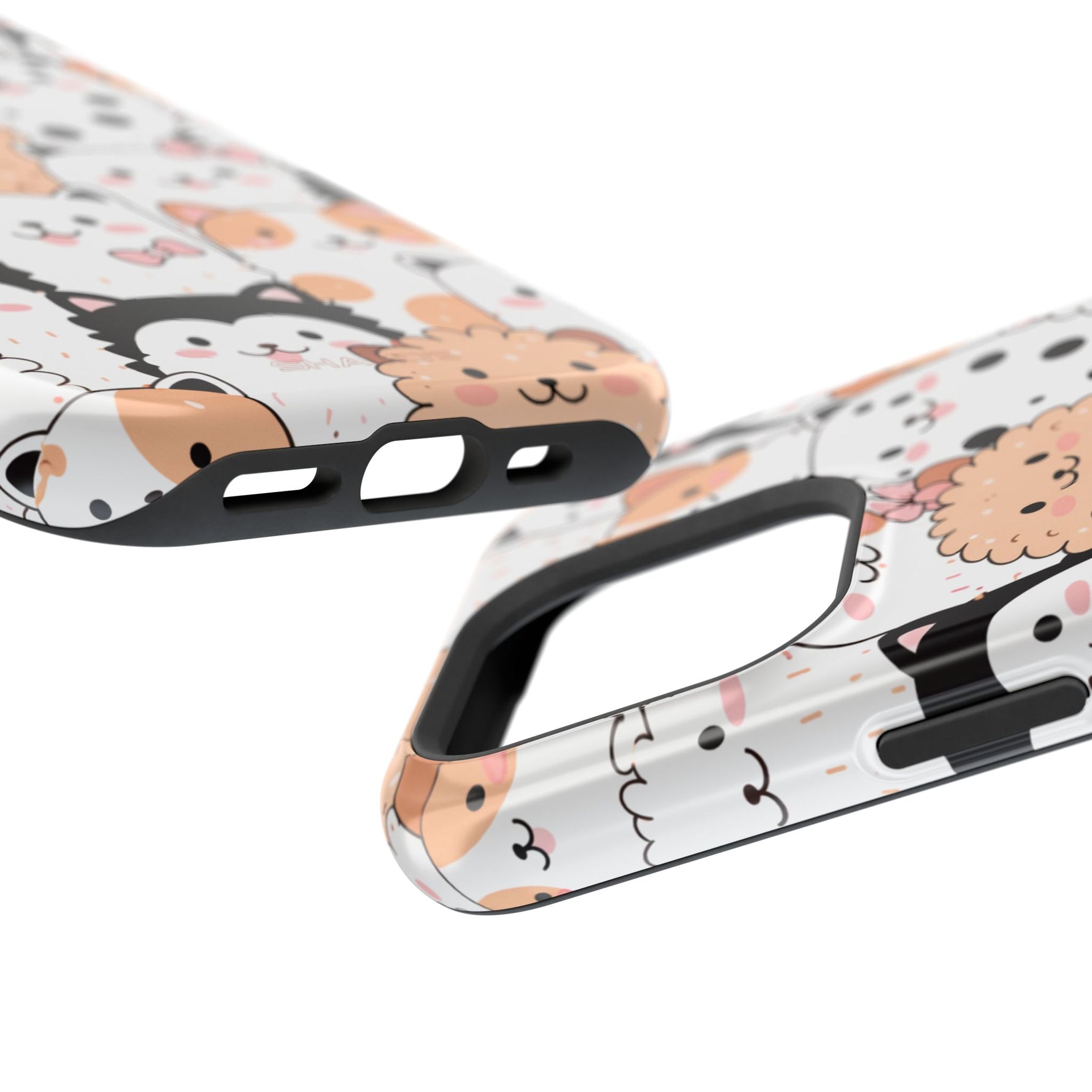 Cute Cartoon Cats & Puppies Phone Case with MagSafe Compatibility