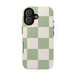 Sage Checkerboard Tough iPhone Case - Compatible with MagSafe - Shamo's