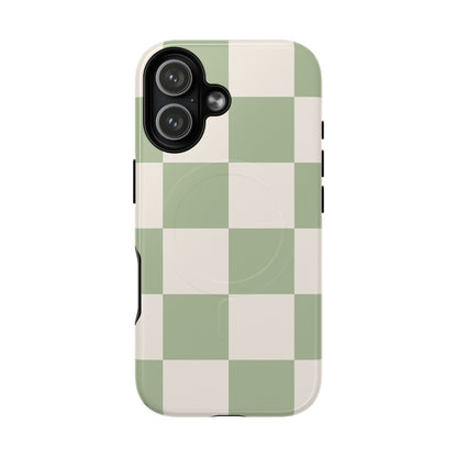 Sage Checkerboard Tough iPhone Case - Compatible with MagSafe
