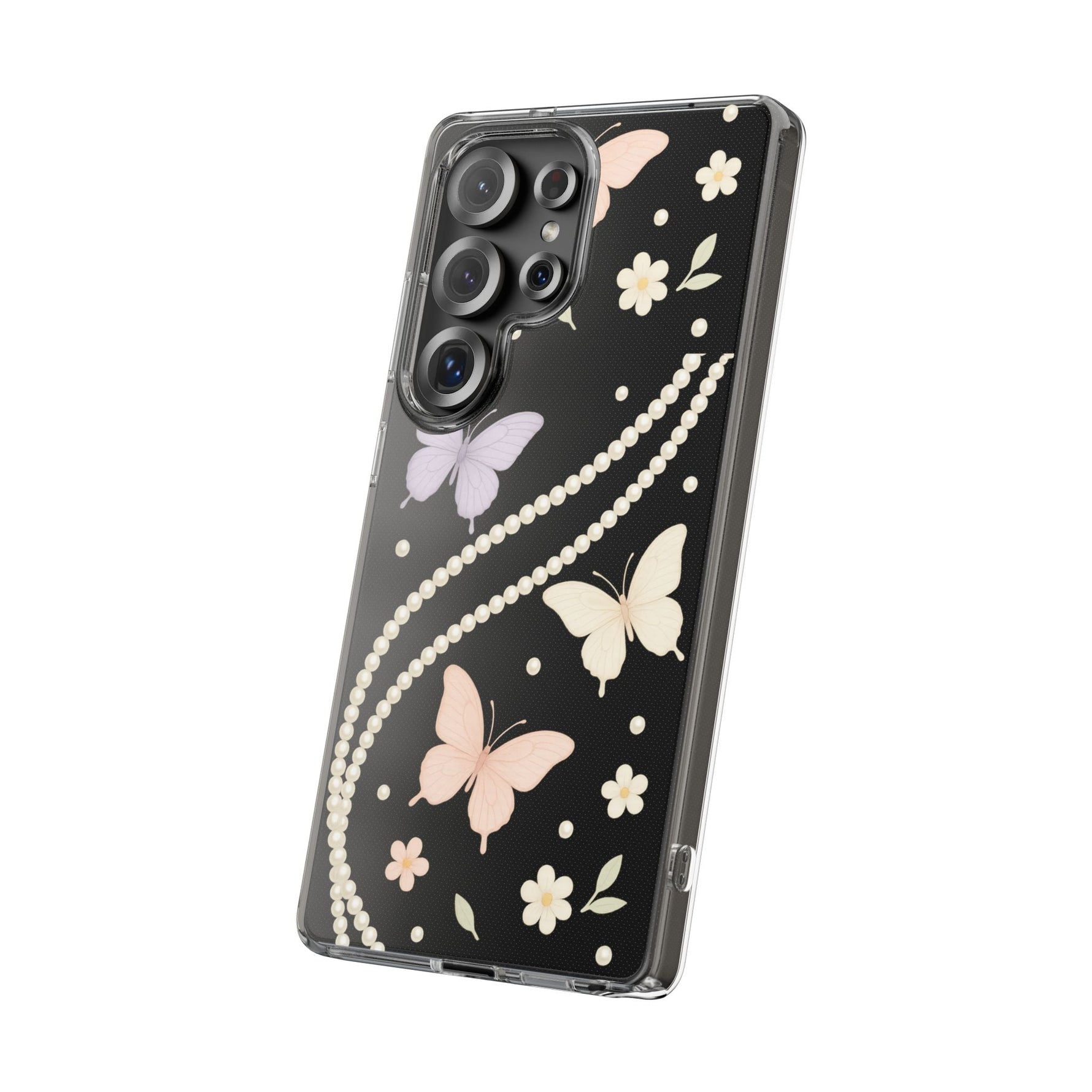 Butterfly Pearl Impact-Resistant Clear iPhone Case  Shamo's