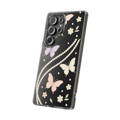 Butterfly Pearl Impact-Resistant Clear iPhone Case