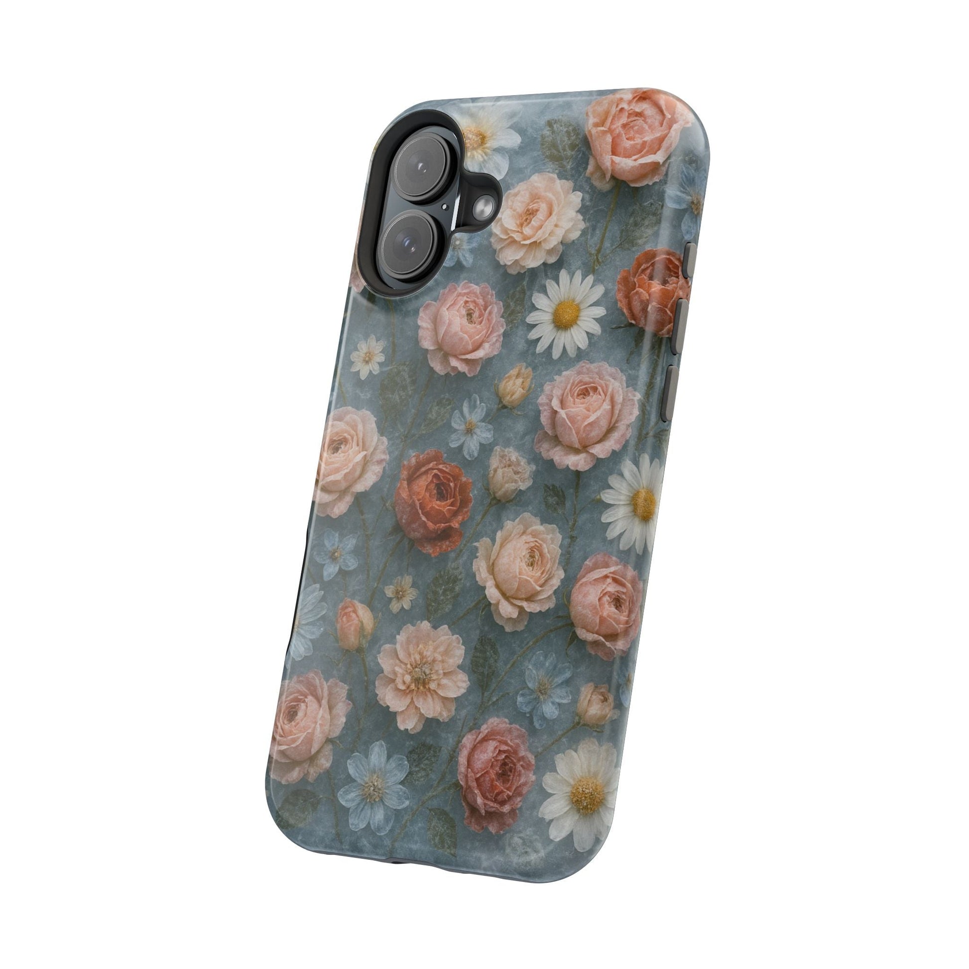 Frozen Floral Vintage Roses & Daisies iPhone Case with MagSafe compatibility  Shamo's