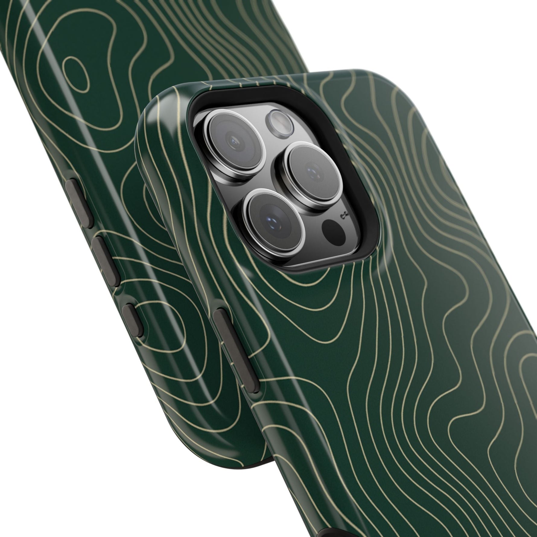 Topographic Green Magnetic Impact-Resistant iPhone Case | MagSafe compatible  Shamo's