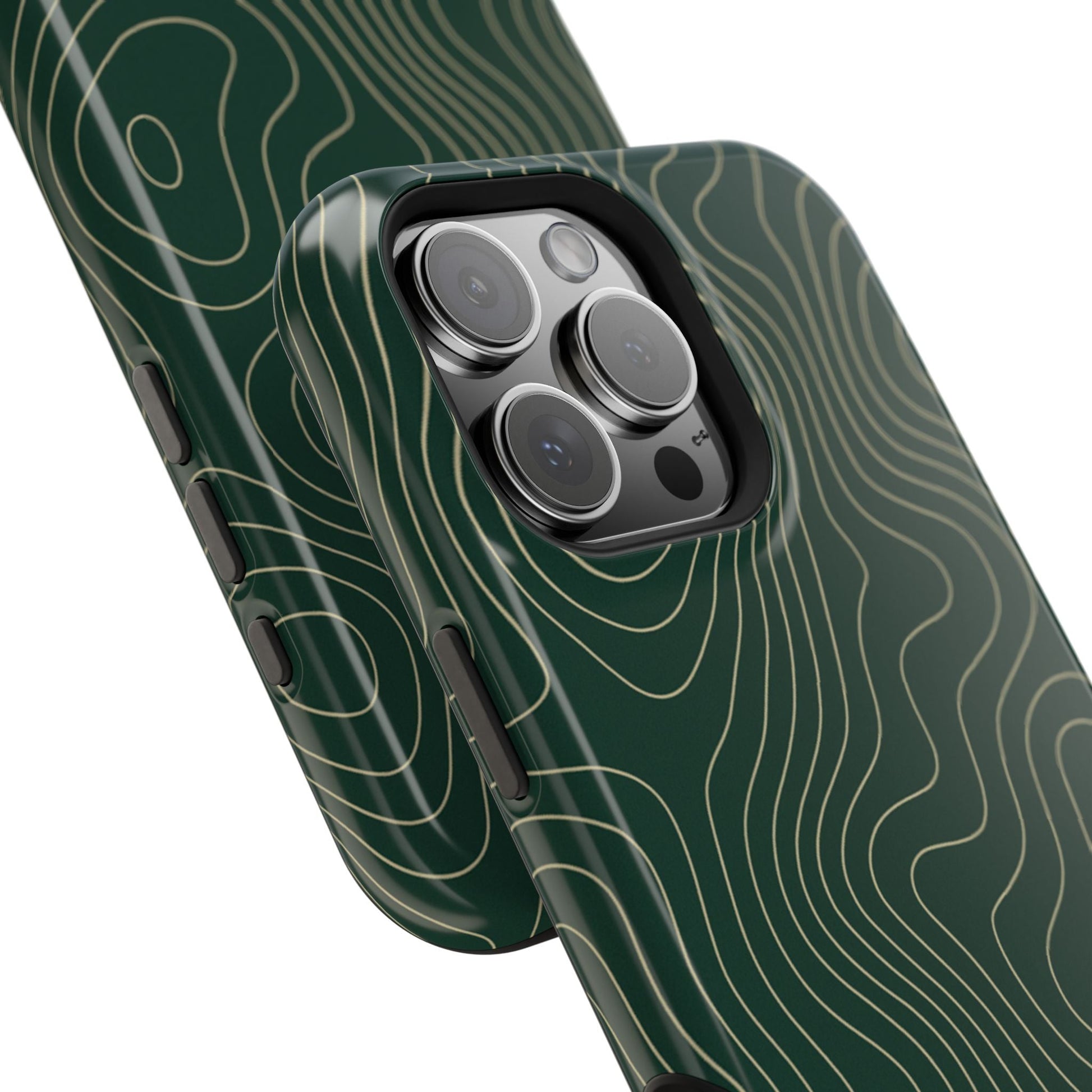 Topographic Green Magnetic Impact-Resistant iPhone Case | MagSafe compatible  Shamo's