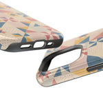 Prairie Quilt – Pastel Patchwork Pattern MagSafe Phone Case, glossy square triple-camera Pro model, port openings and edge details