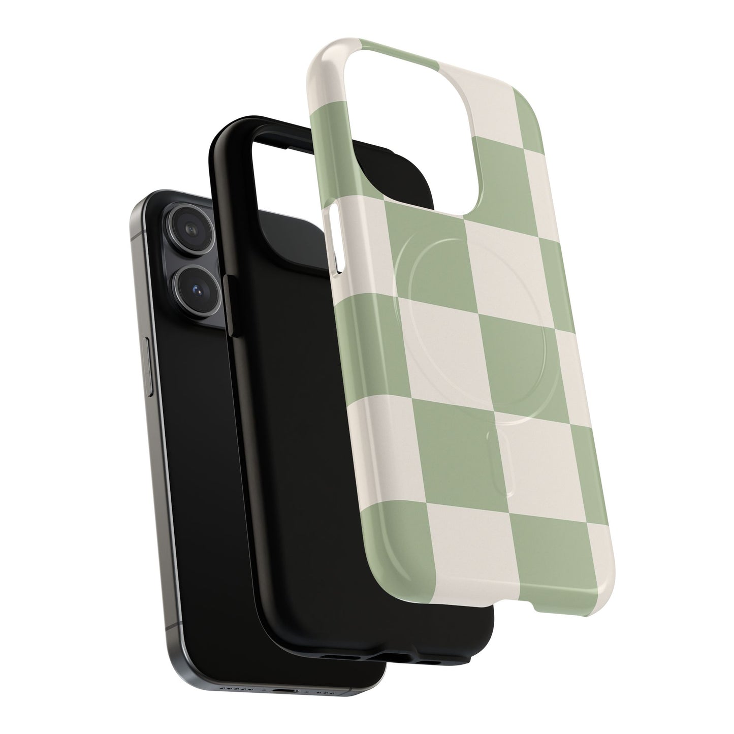 Sage Checkerboard Tough iPhone Case - Compatible with MagSafe