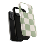 Sage Checkerboard Tough iPhone Case - Compatible with MagSafe - Shamo's