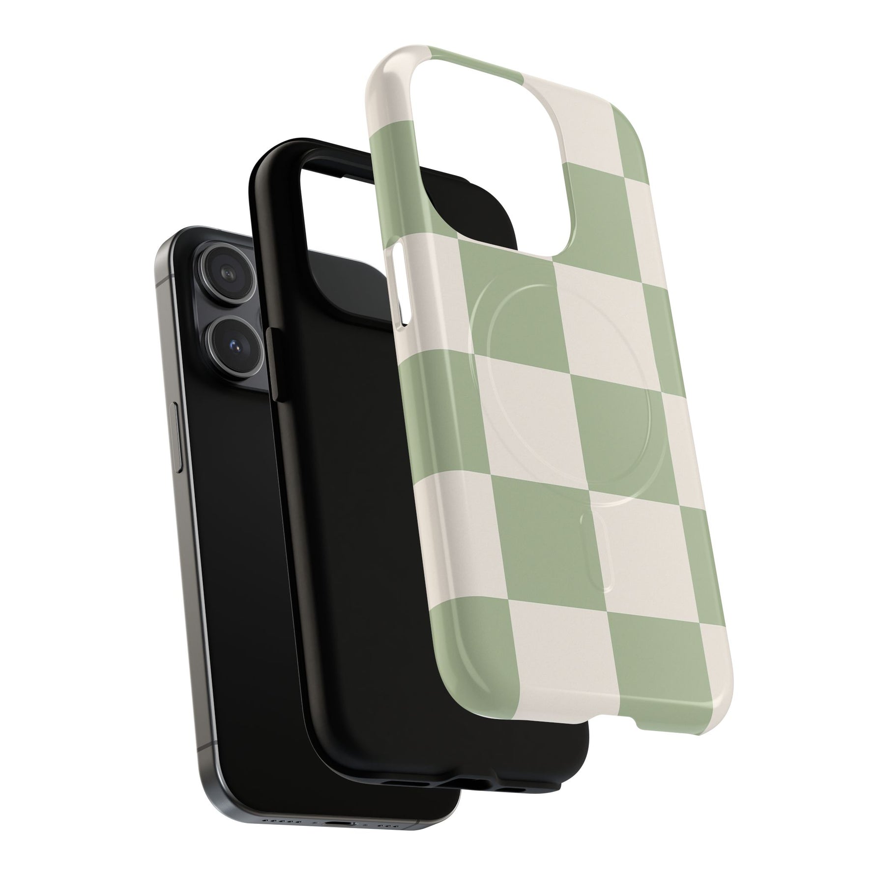 Sage Checkerboard Tough iPhone Case - Compatible with MagSafe - Shamo's