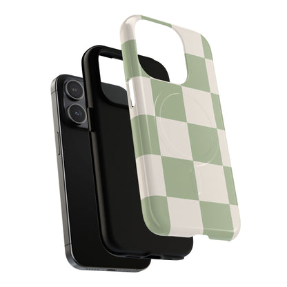 Sage Checkerboard Tough iPhone Case - Compatible with MagSafe