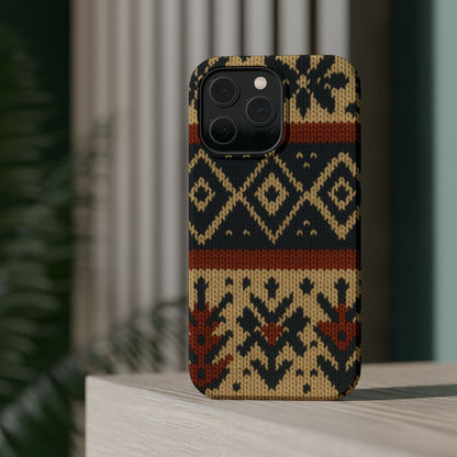 Nordic Knit Pattern MagSafe Impact-Resistant iPhone Case