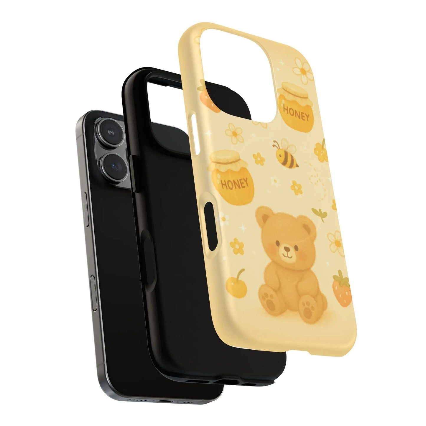 Cute Honey Teddy Bear iPhone Case — Yellow Bee & Honey Pot Design with MagSafe  Shamo's