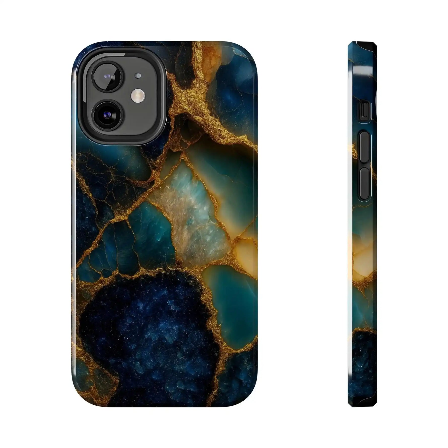 Blue Gold Agate Tough Phone Case Marble Stone Design  Shamo's