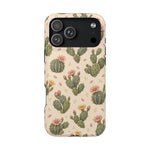 Cactus Bloom – Sage Green Floral Cactus MagSafe Phone Case, glossy iPhone 17 Pro Max, rear view