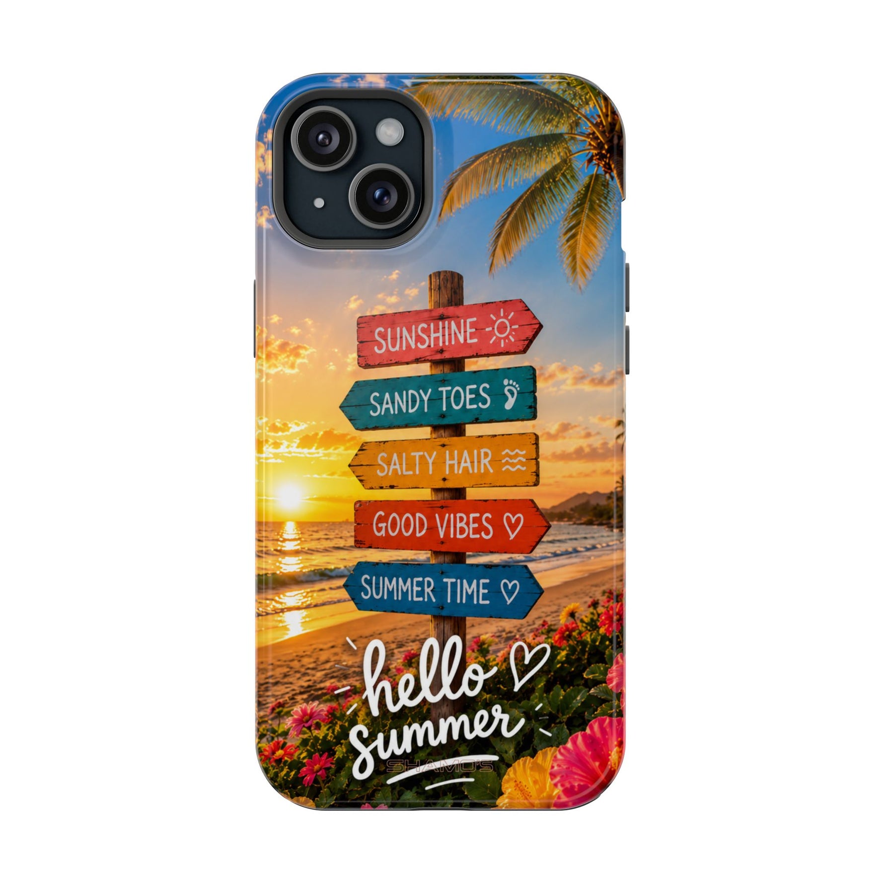 Hello Summer Phone Case — Tropical Beach MagSafe Impact-Resistant Case