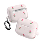 AirPod Case - Pink Striped Floral Rose Protective Cover