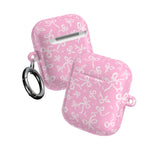 Pink Bow Pattern AirPod Case — Cute Floral Bow Protective Case