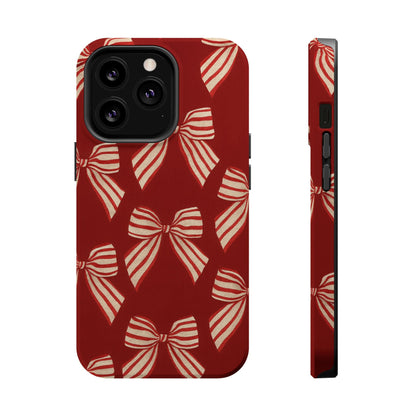 Holiday Red Bow iPhone Case — Impact‑Resistant iPhone Cover with MagSafe compatibility