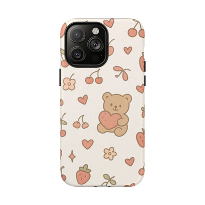 Teddy Berry Cozy Strawberry Pattern iPhone Case with MagSafe - Shamo's
