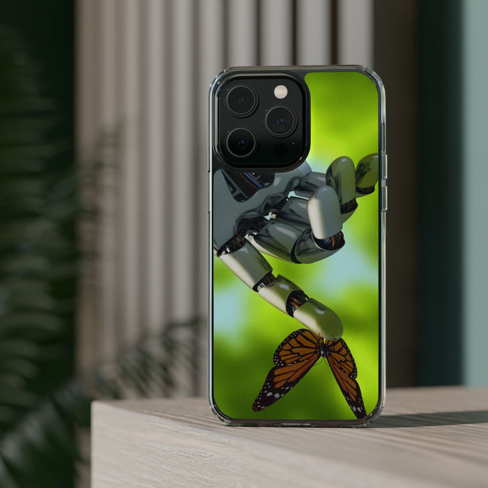 Clear Phone Cases with Robotic hand and Butterfly theme