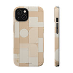 Geometric Beige Magnetic Impact-Resistant iPhone Case with Personalizable Quote and MagSafe Compatible