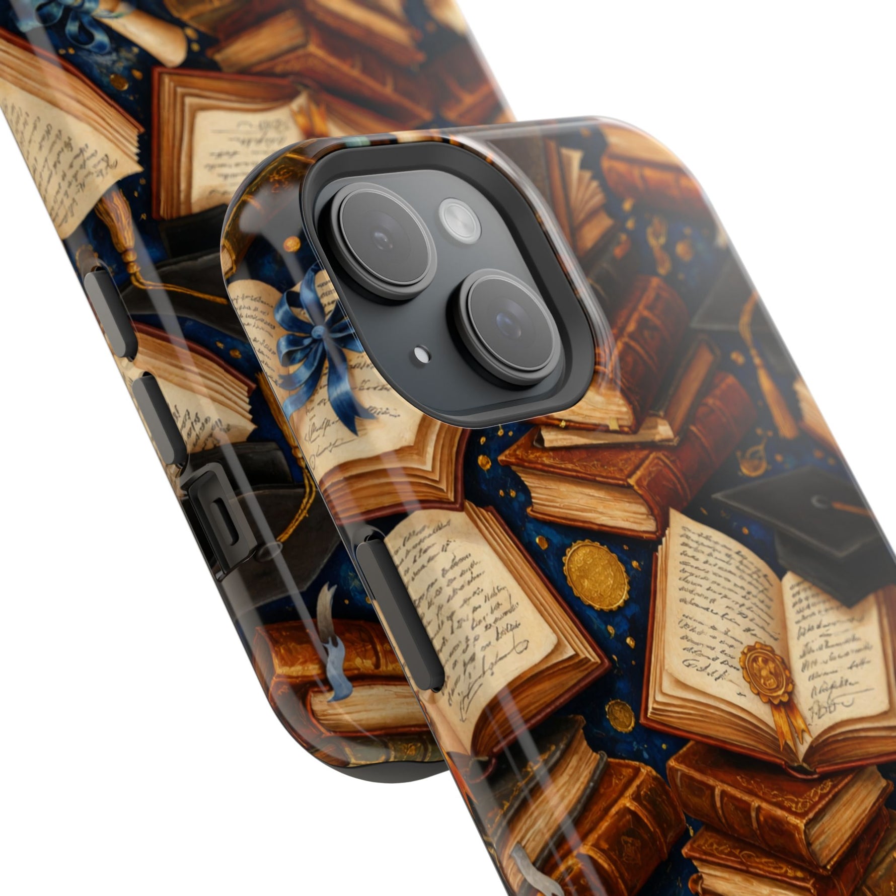 Vintage Books & Graduation Caps MagSafe Phone Case, Impact-Resistant Graduation Gift - iPhone 17 / Glossy - Shamo's