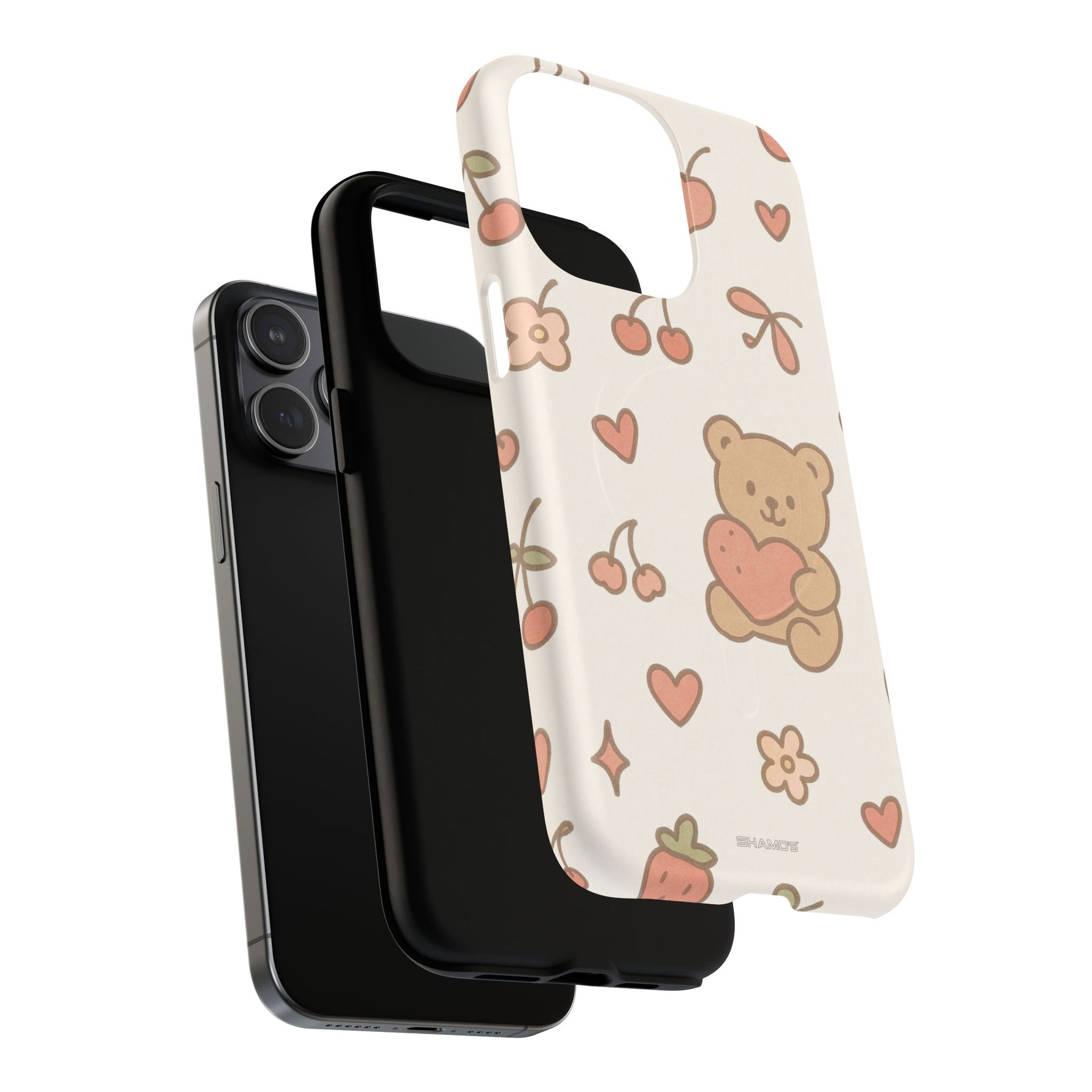 Teddy Berry Cozy Strawberry Pattern iPhone Case with MagSafe