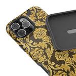 Gold Damask Magnetic Impact-Resistant iPhone Case with MagSafe Compatibility
