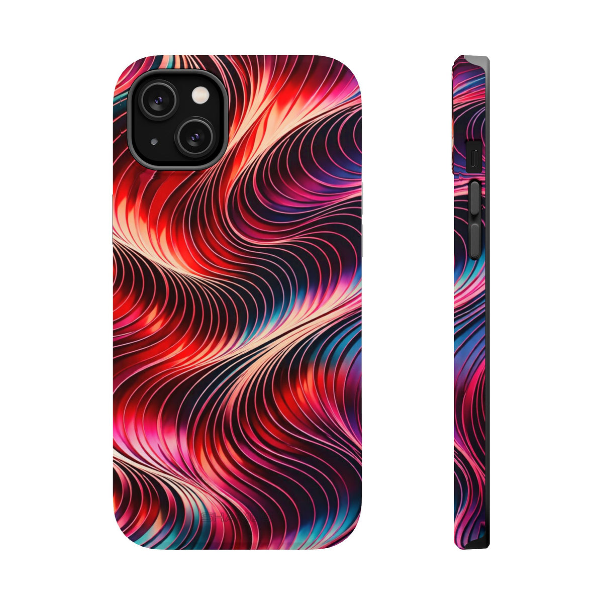 Abstract Red Wave Magnetic Impact-Resistant Phone Case | MagSafe