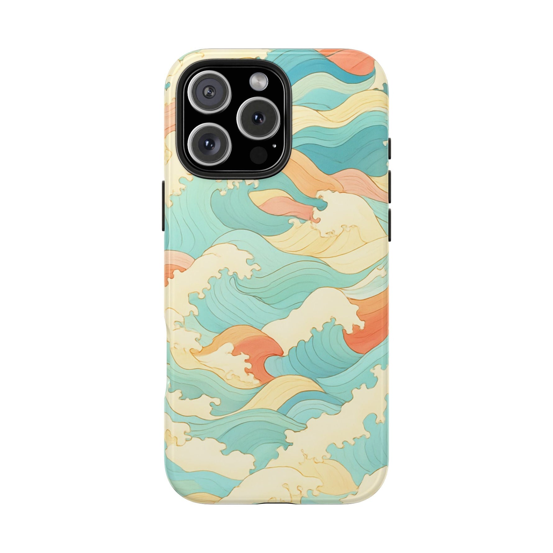 Ocean Wave Tough Phone Case — Pastel Retro Surf Pattern  Shamo's iPhone 16 Pro Max