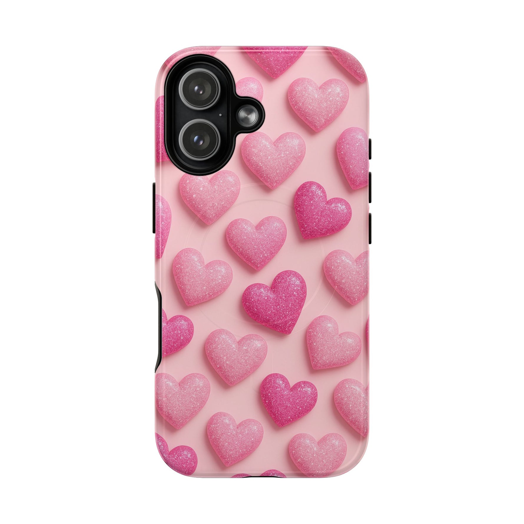 Barbiecore Glitter Hearts iPhone Case | MagSafe - Shamo's