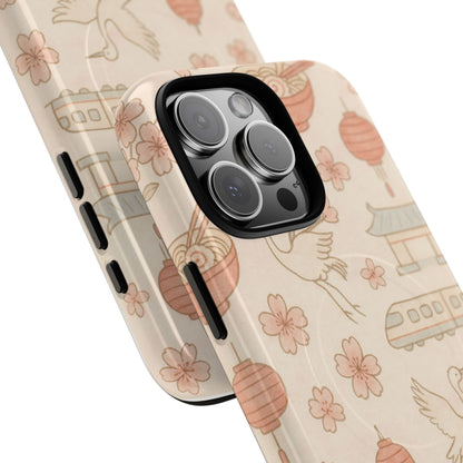 Japan Hand-Drawn Cherry Blossom iPhone Case with MagSafe