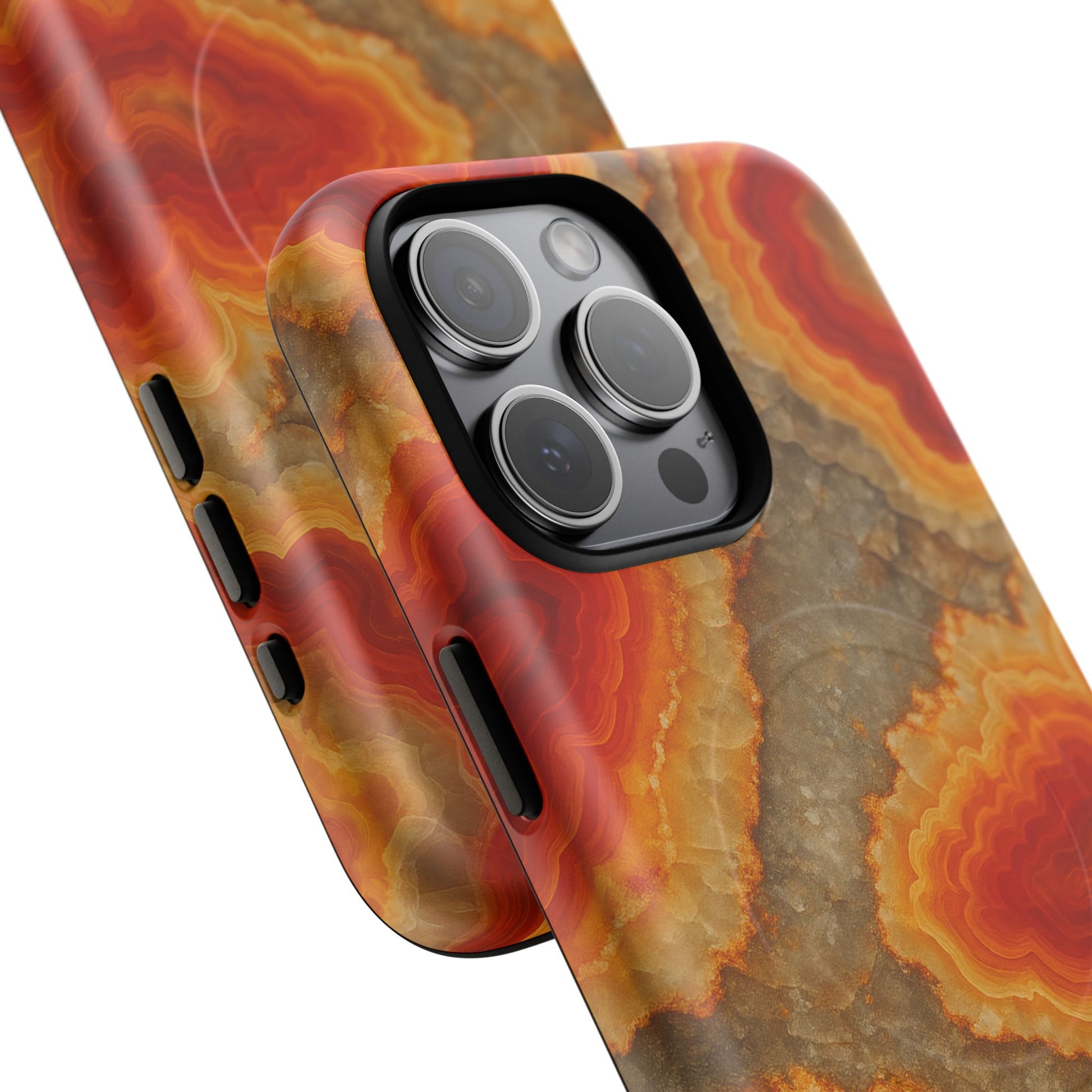 Agate Glow Marble iPhone Case Orange Geode Stone Design with MagSafe - Shamo's