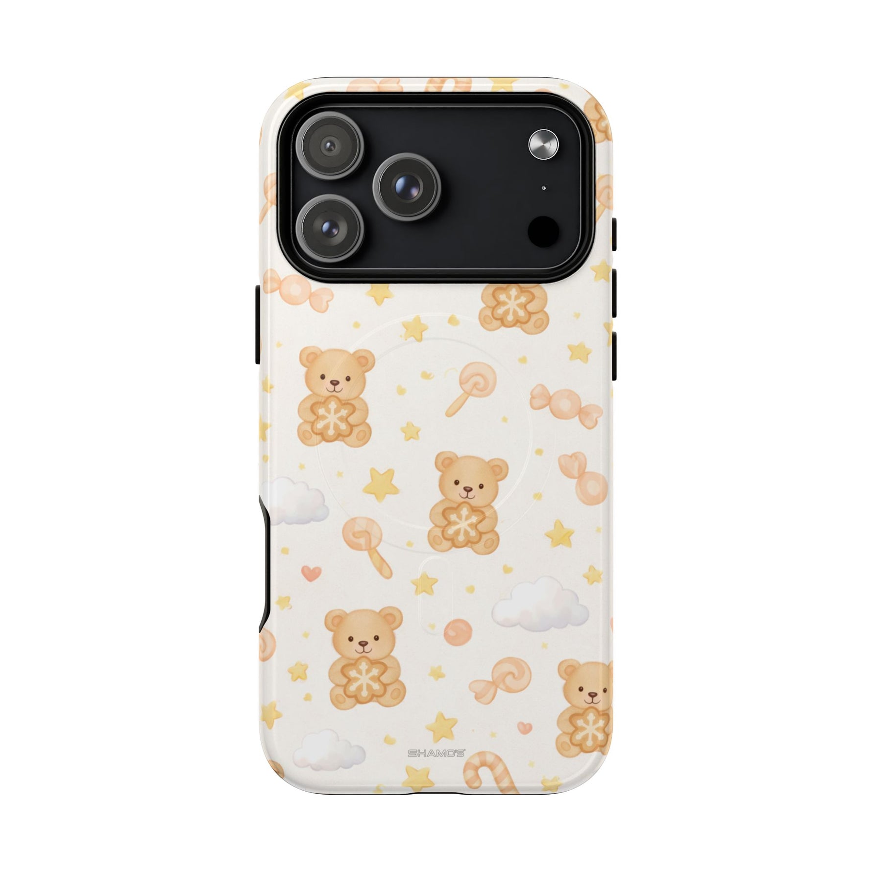 Beige Teddy Bear on Clouds iPhone Case with MagSafe