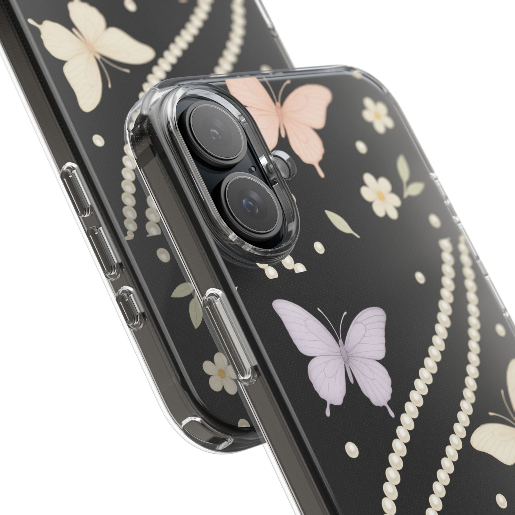 Butterfly Pearl Impact-Resistant Clear iPhone Case  Shamo's