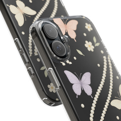 Butterfly Pearl Impact-Resistant Clear iPhone Case