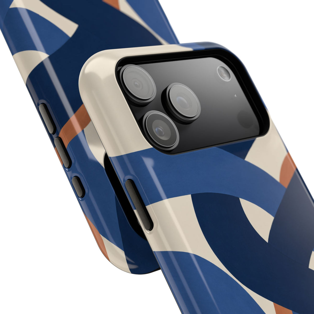 Indigo Loom MagSafe Phone Case – Blue & Ivory Abstract Woven Pattern