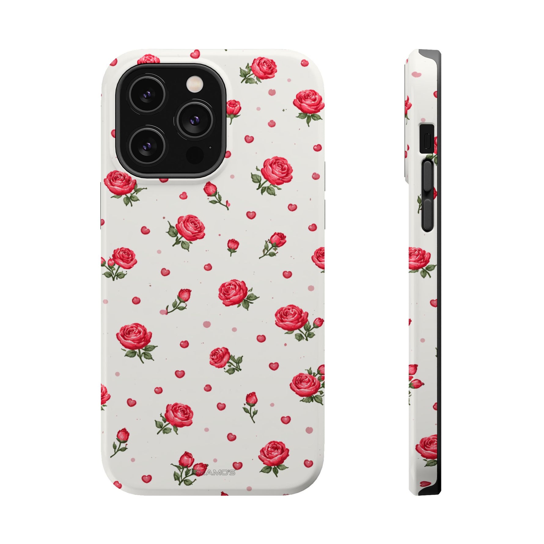 Rose Pattern Impact-Resistant iPhone Case | MagSafe