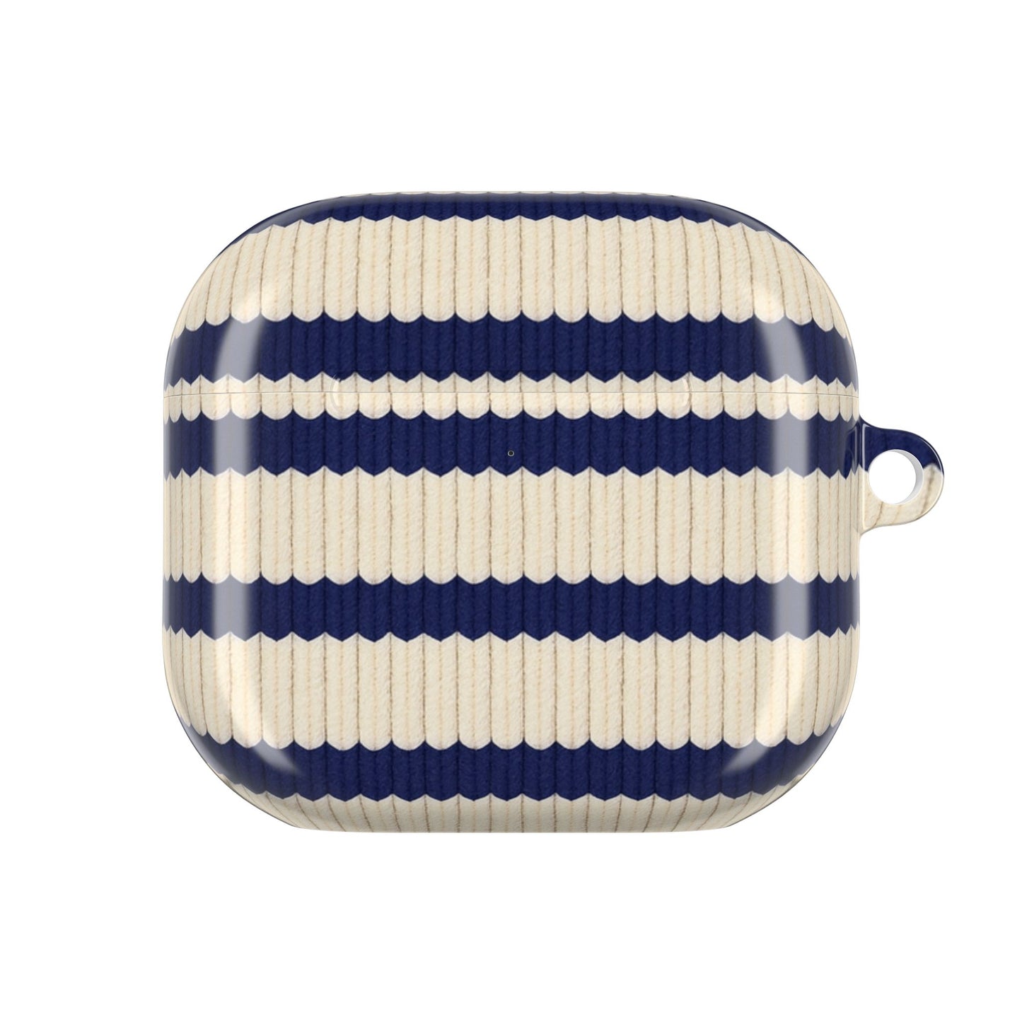 Striped Ribbed AirPod Case — Navy & Cream Retro Coastal Cover