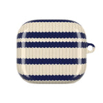 Striped Ribbed AirPod Case — Navy & Cream Retro Coastal Cover  Shamo's