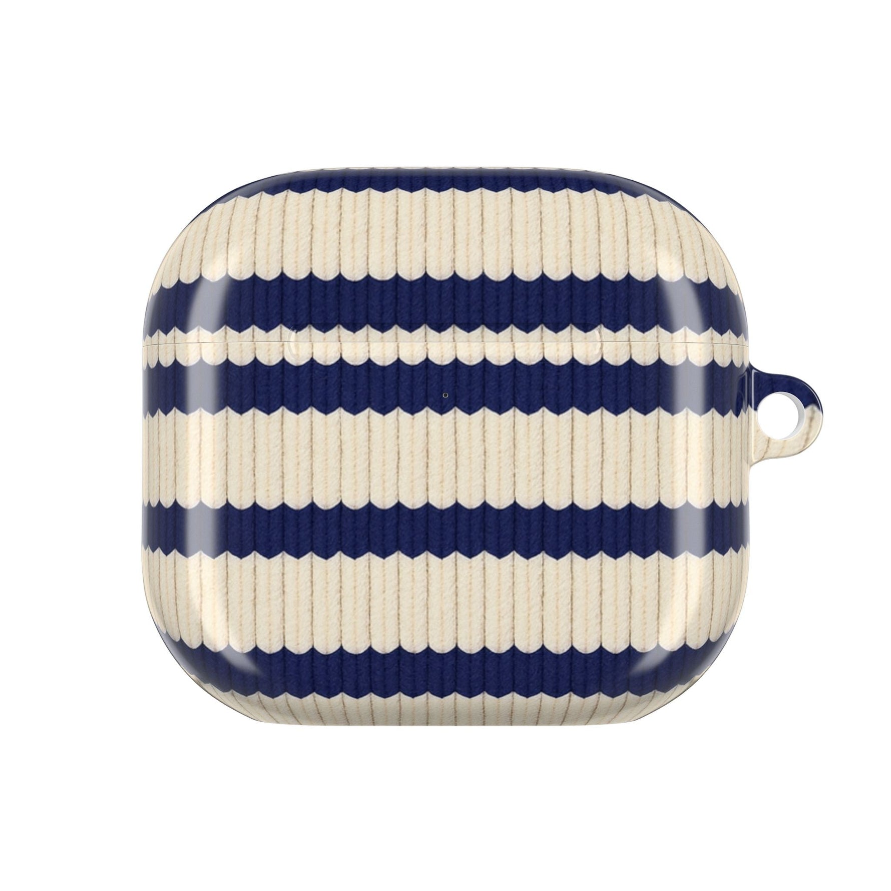 Striped Ribbed AirPod Case — Navy & Cream Retro Coastal Cover  Shamo's