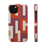 Retro Geometric Magnetic MagSafe Compatible Impact Phone Case — Bold Red & Terracotta Pattern