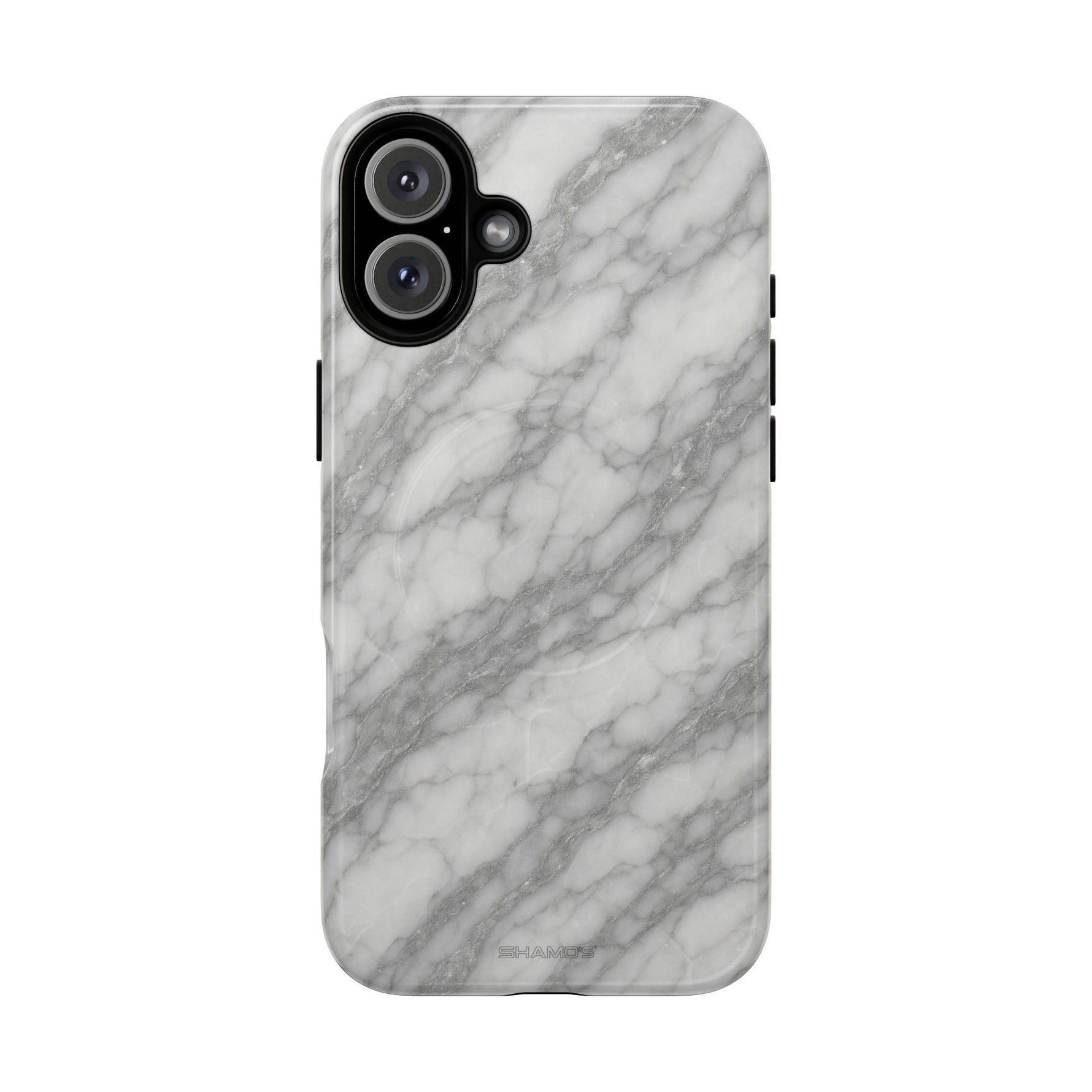 Silver Mist Marble iPhone Case with MagSafe - iPhone 16 Plus / Glossy - Shamo's