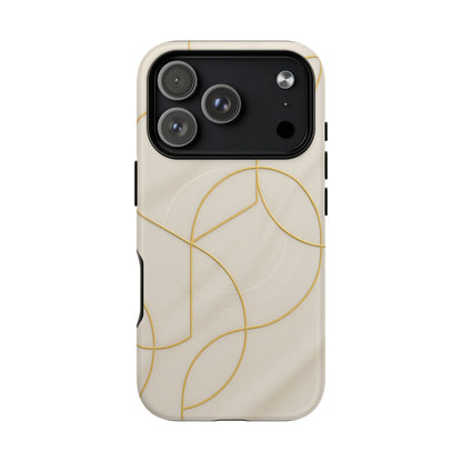 Gold Geometry on Silk Luxury Series iPhone Case with MagSafe - Shamo's