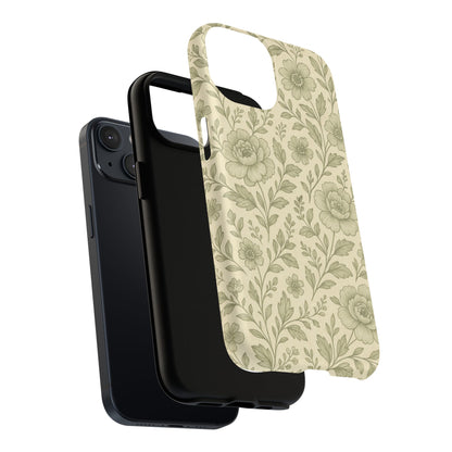 Sage Pattern Vintage Floral iPhone Case | Compatible with MagSafe