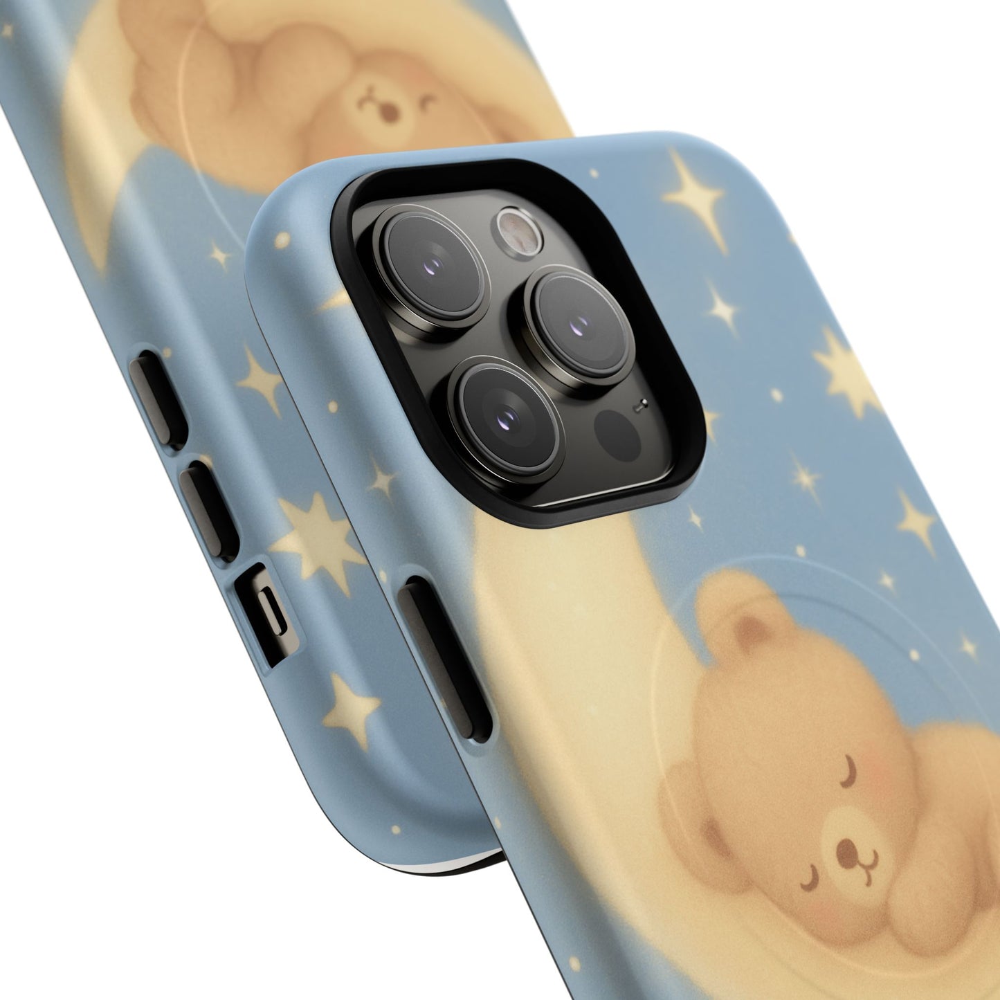 Sleepy Teddy Bear & Stars iPhone Case with MagSafe