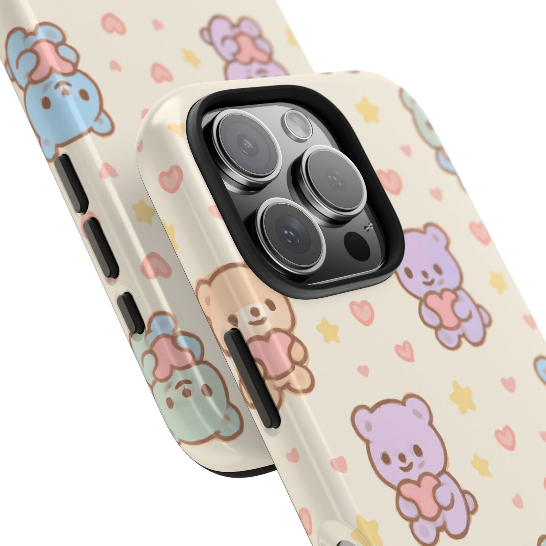 Cute Pastel Bear Impact Phone Case | Heart & Star Kawaii Pattern  Shamo's