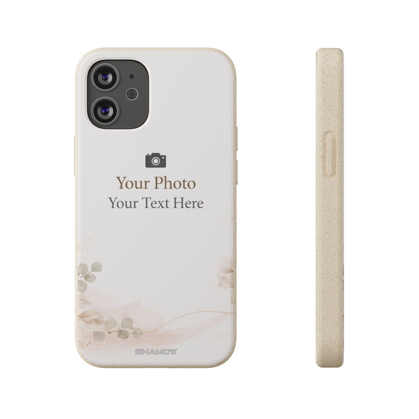 Personalizable Biodegradable Custom Phone Case | Add your own Photo and Text - iPhone 12 Mini - Shamo's