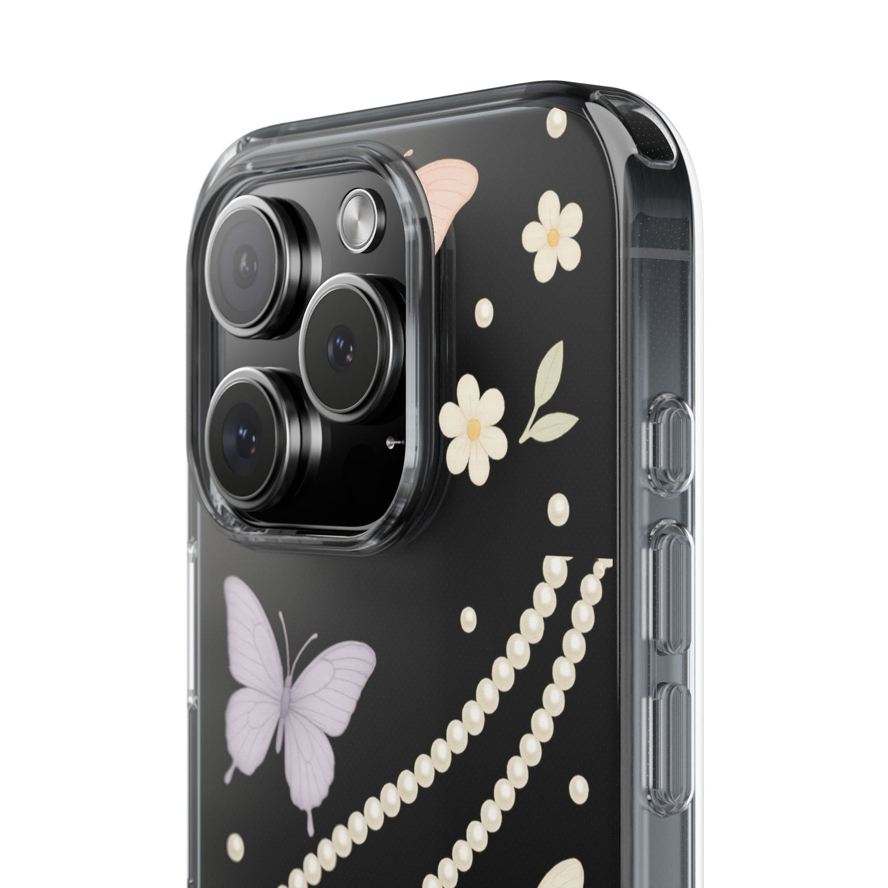 Butterfly Pearl Impact-Resistant Clear iPhone Case  Shamo's